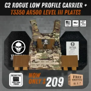C2 Rogue Low Profile Carrier T3350 AR500 Level III Plates Bundle 1