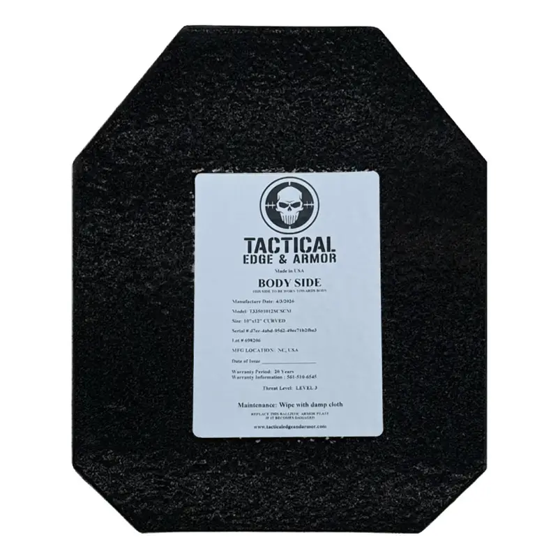 Tactical Edge Armor 10x12 T3350 L3 Ar500 Label Side