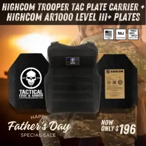 HighCom Trooper TAC Plate Carrier HIGHCOM AR1000 Level III+ Plates Happy Father's Day Promotion