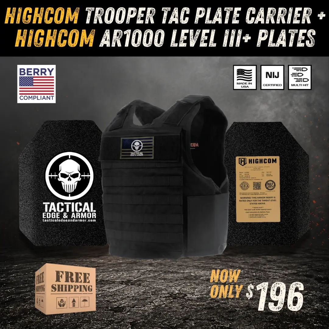 HIGHCOM Trooper TAC Plate Carrier | HIGHCOM AR1000 Level III+ Plates Bundle | Promotion