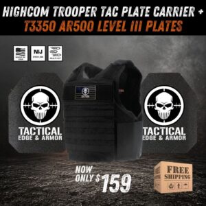 HIGHCOM Trooper TAC Plate Carrier T3350 Level IIIRF1 AR500 Steel Plates Bundle
